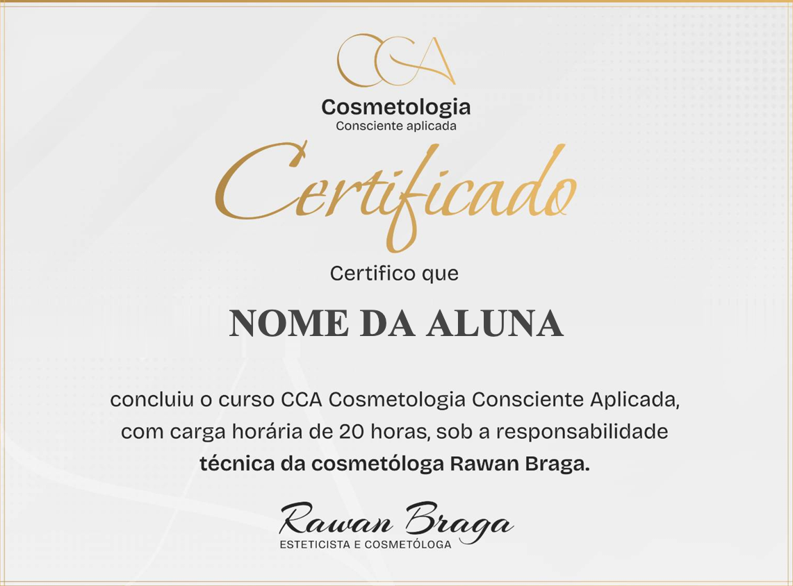 Certificado de Conclusão CCA — Cosmetologia Consciente Aplicada