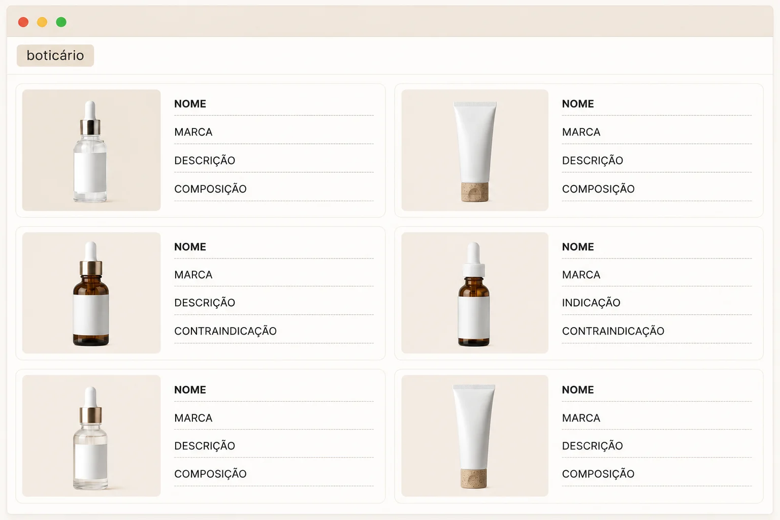 Biblioteca de cosméticos