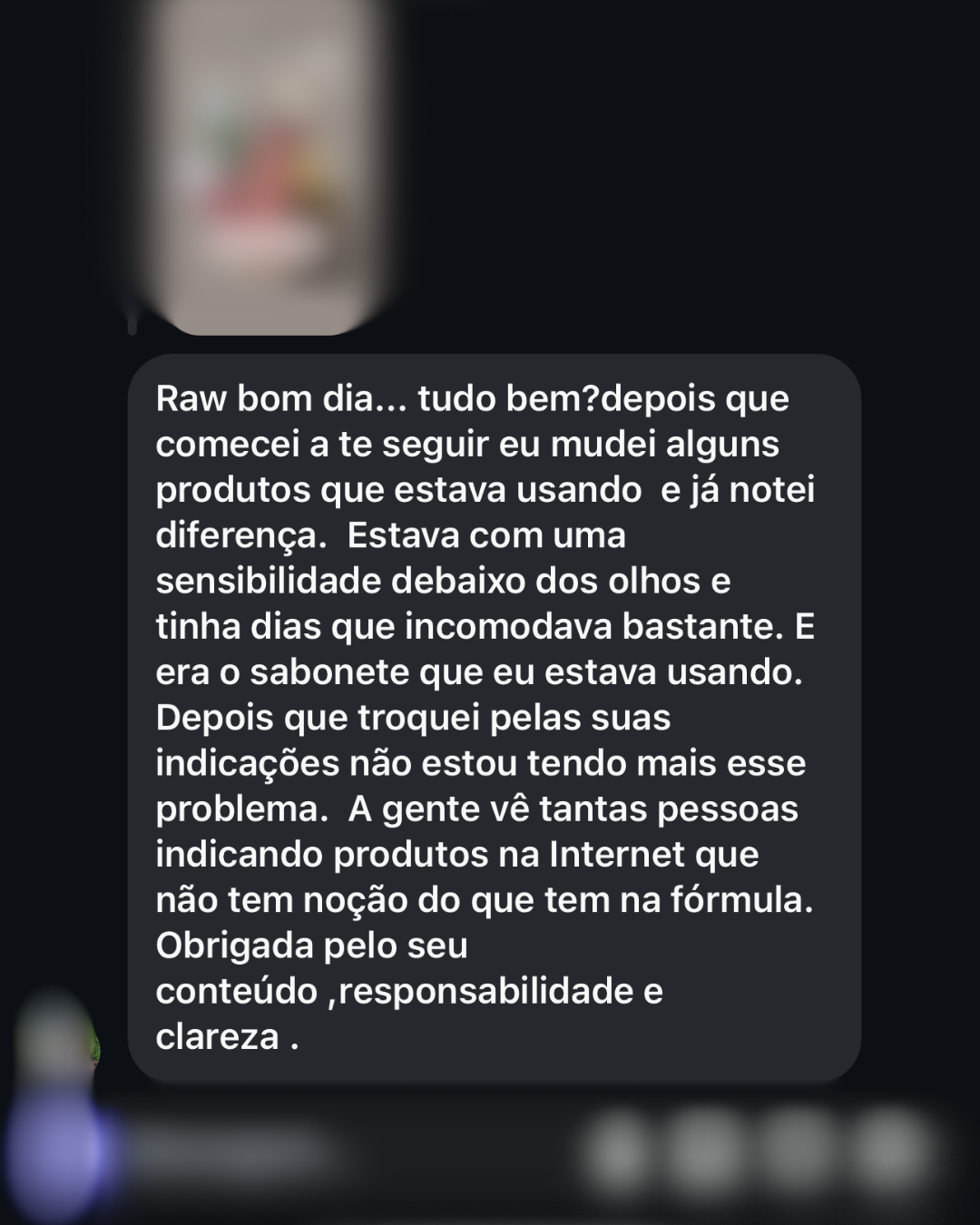 Depoimento sobre sensibilidade da pele