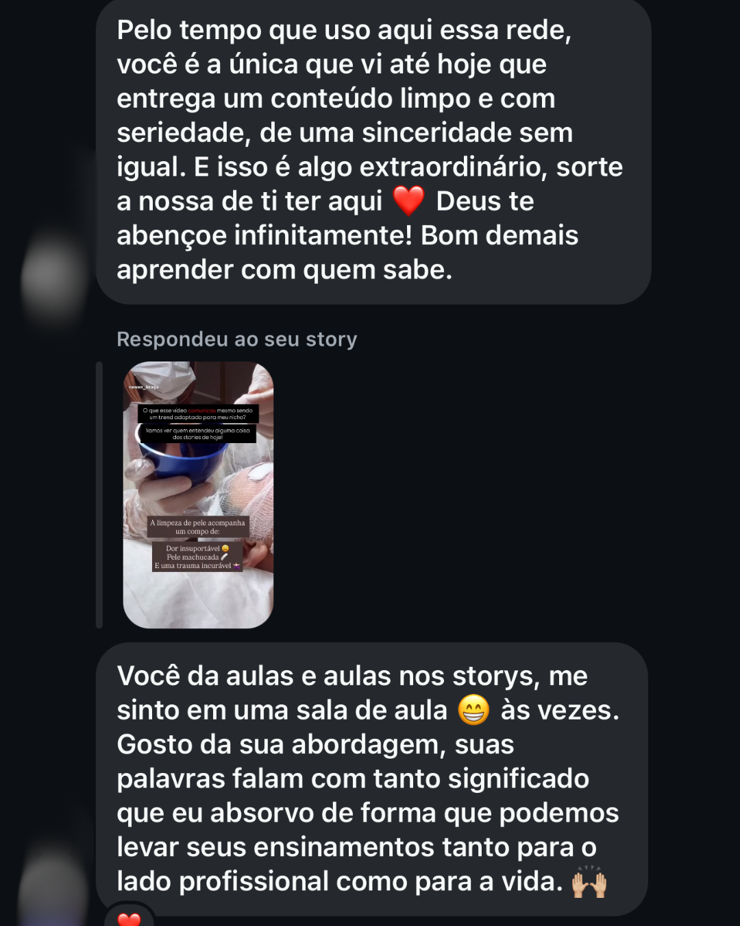 Depoimento sobre conteúdo limpo e sério